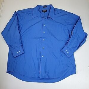 Peebles Mens Blue Dress Shirt Long Sleeve Sz 2XL (18-18.5) (34/35) Cotton Blend